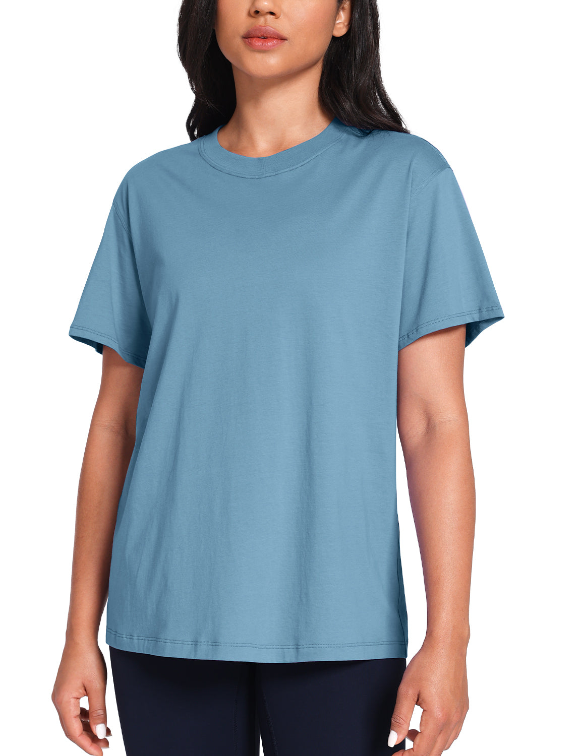 pima crew neck short sleeve shirts Azure Blue