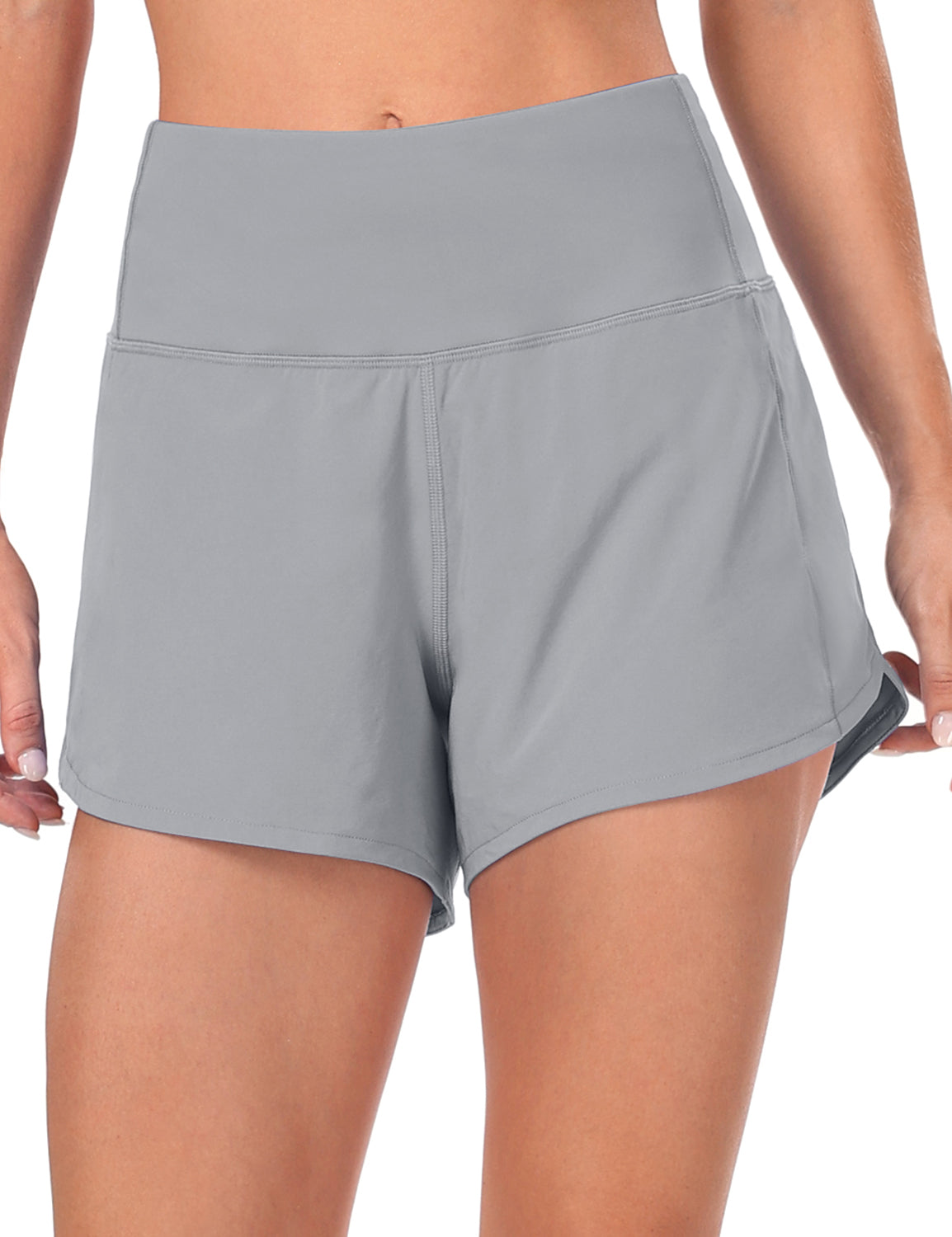 HeyNuts Athletic Shorts for Women, High Waisted Workout Gym Running Shorts with Liner 4"