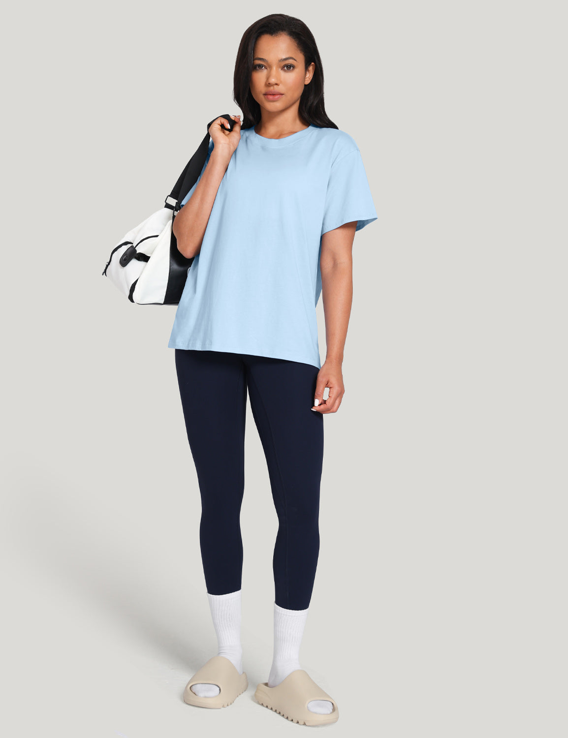 pima crew neck short sleeve shirts Blue Linen