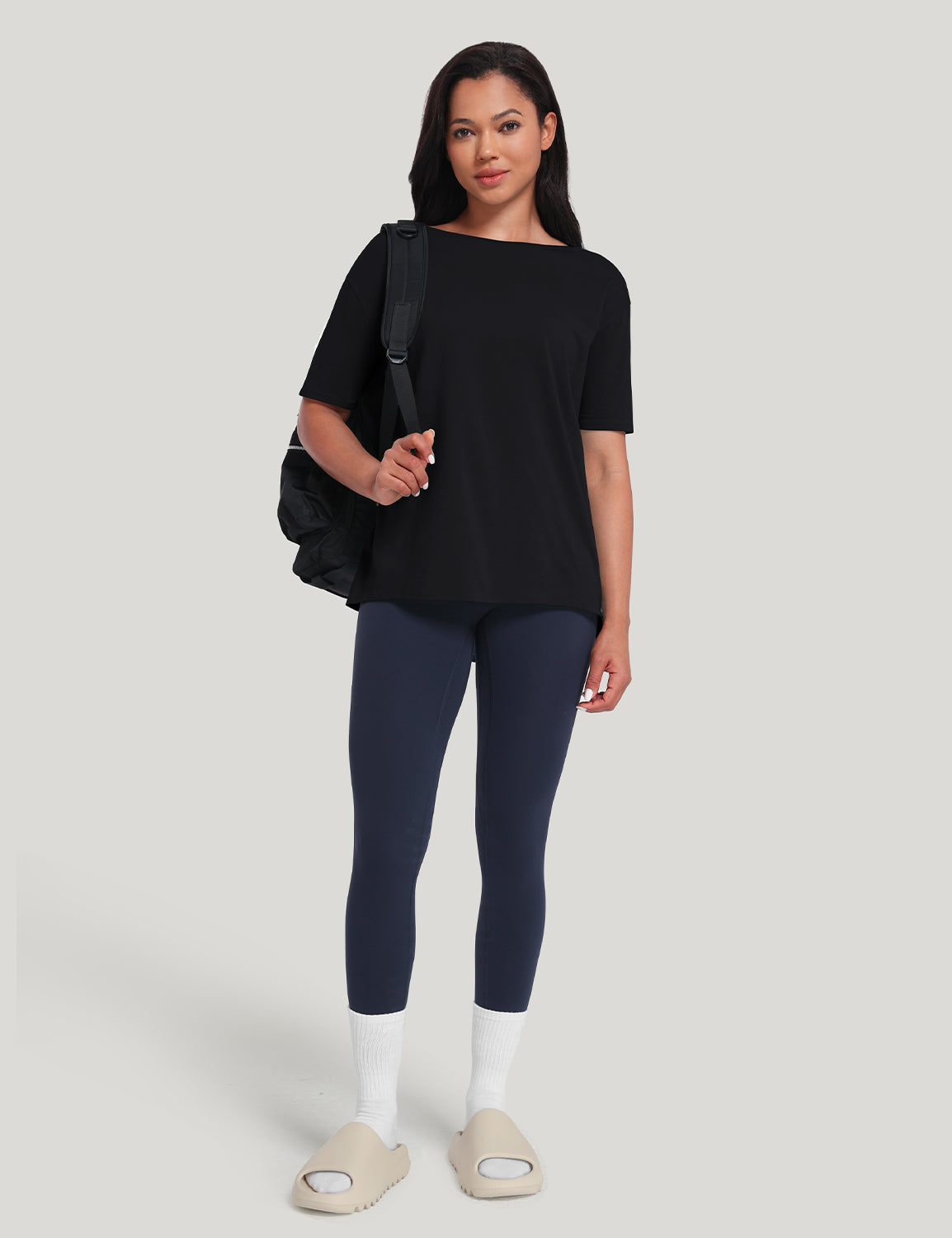 pima boat neck short sleeve shirts Black