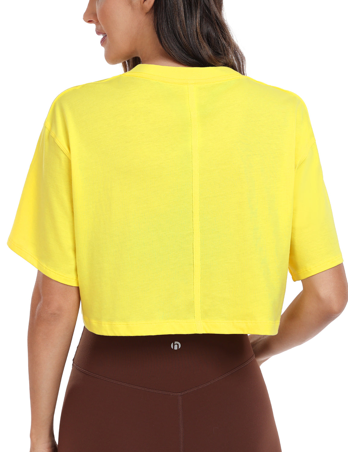 pima crew neck short sleeve crop tops Sunshine Yellow