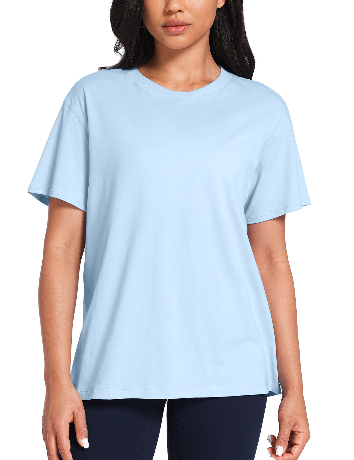 pima crew neck short sleeve shirts Blue Linen
