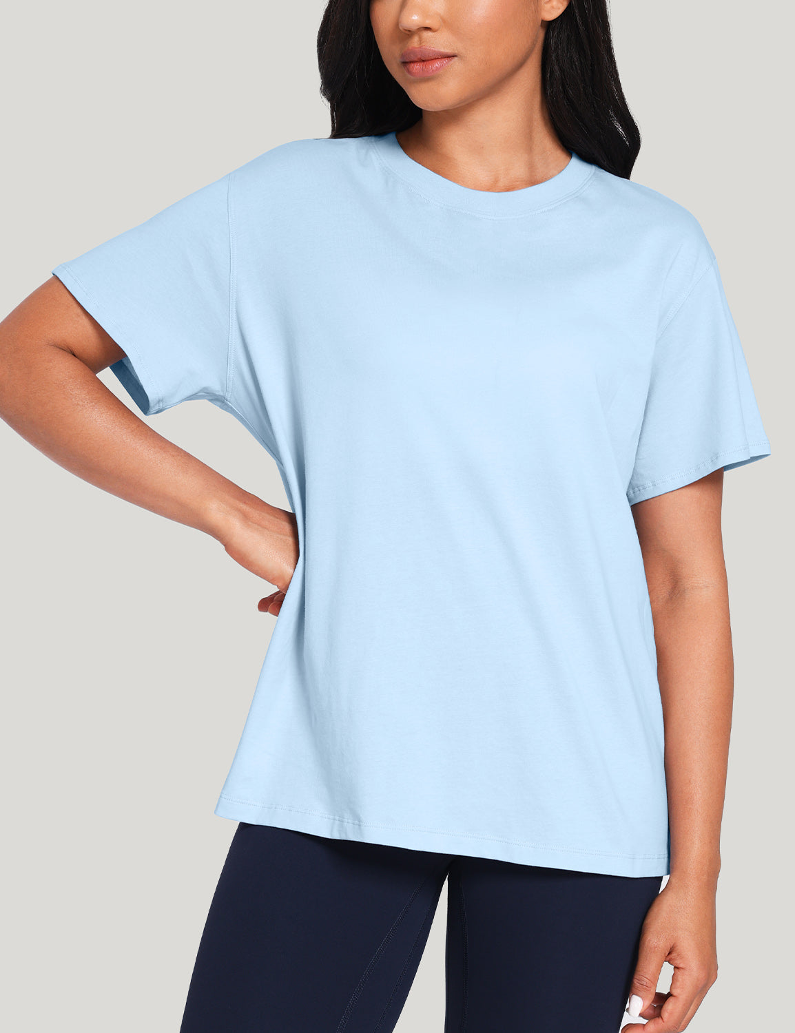 pima crew neck short sleeve shirts Blue Linen
