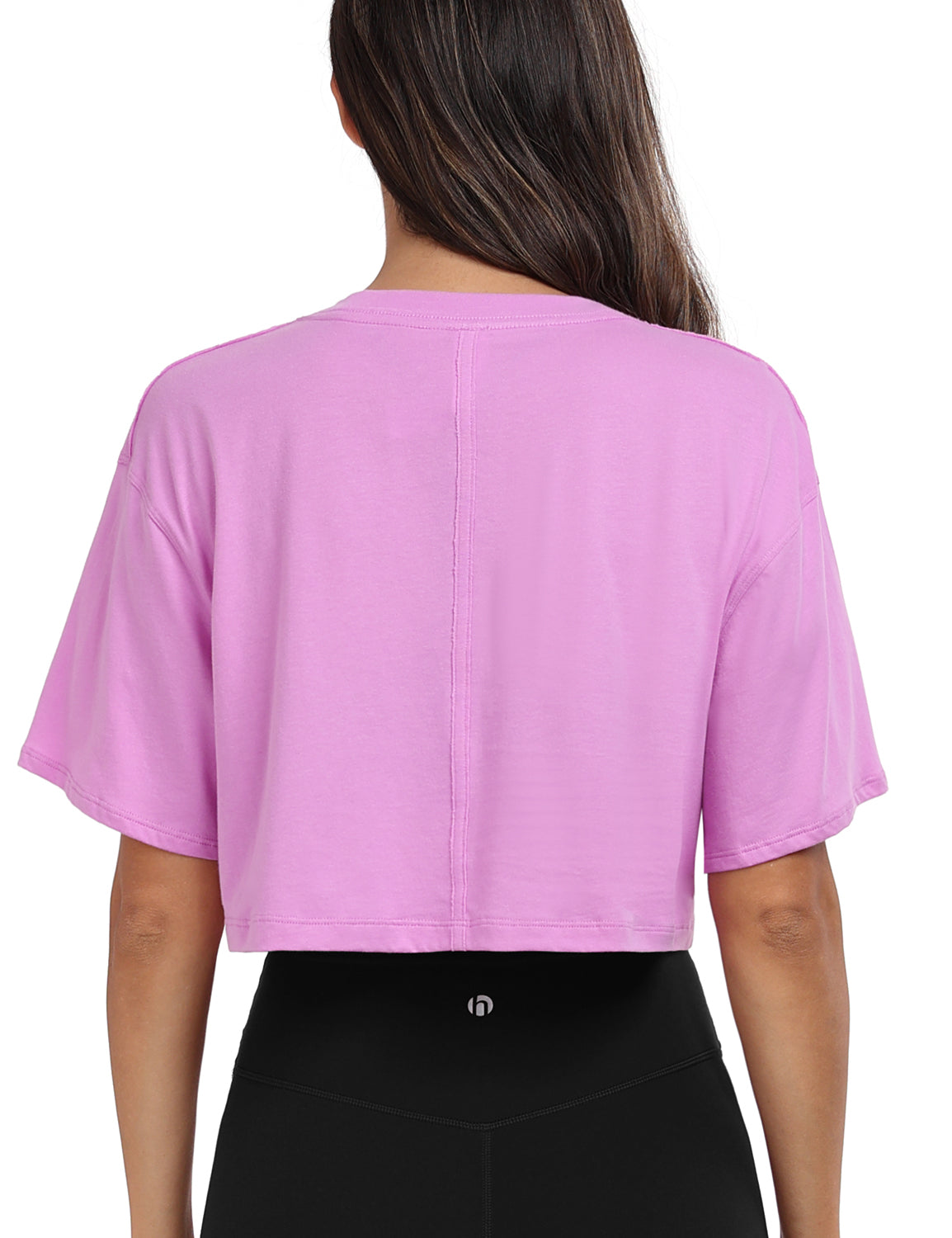 pima crew neck short sleeve crop tops Dahlia Mauve