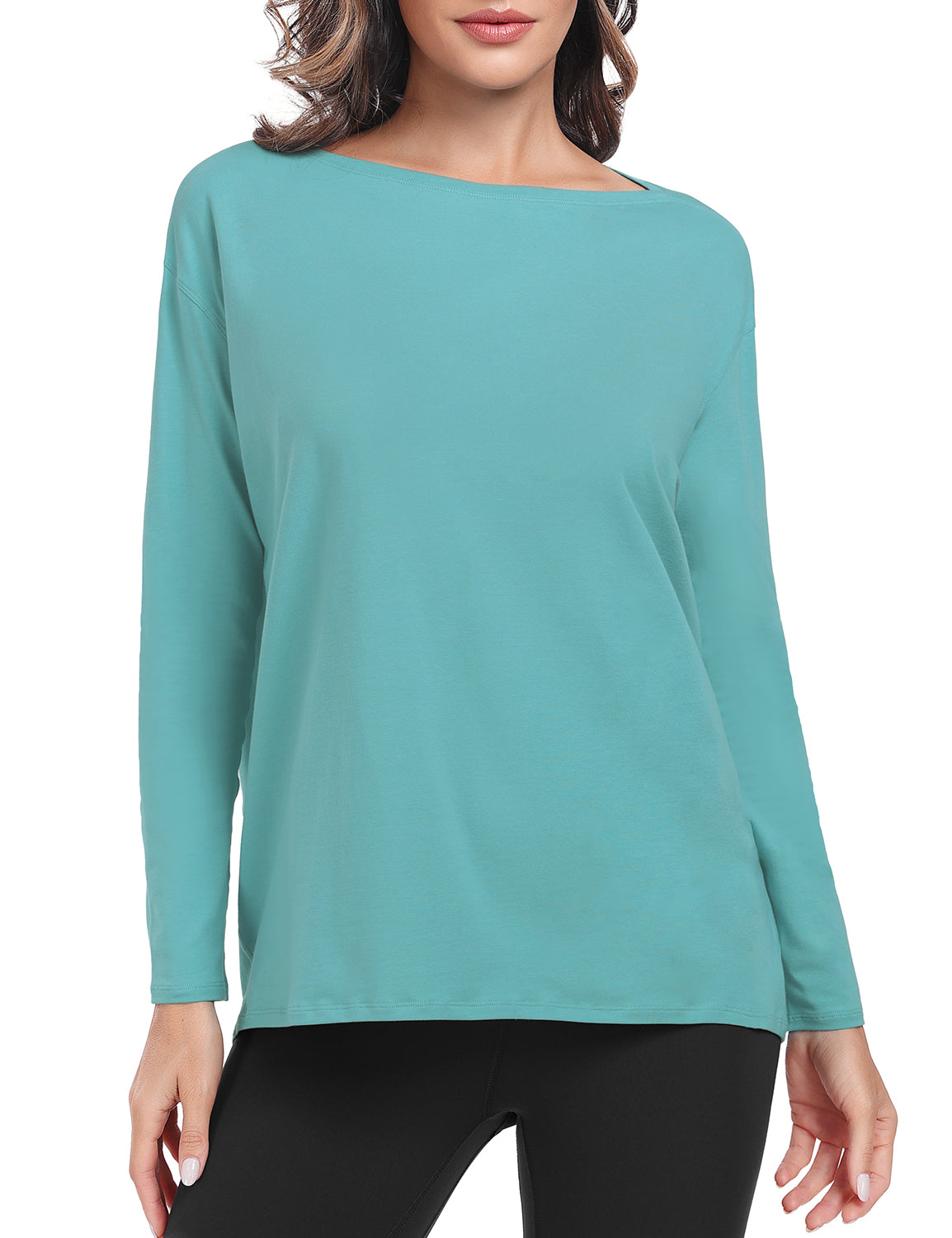 pima boat neck long sleeve shirts
