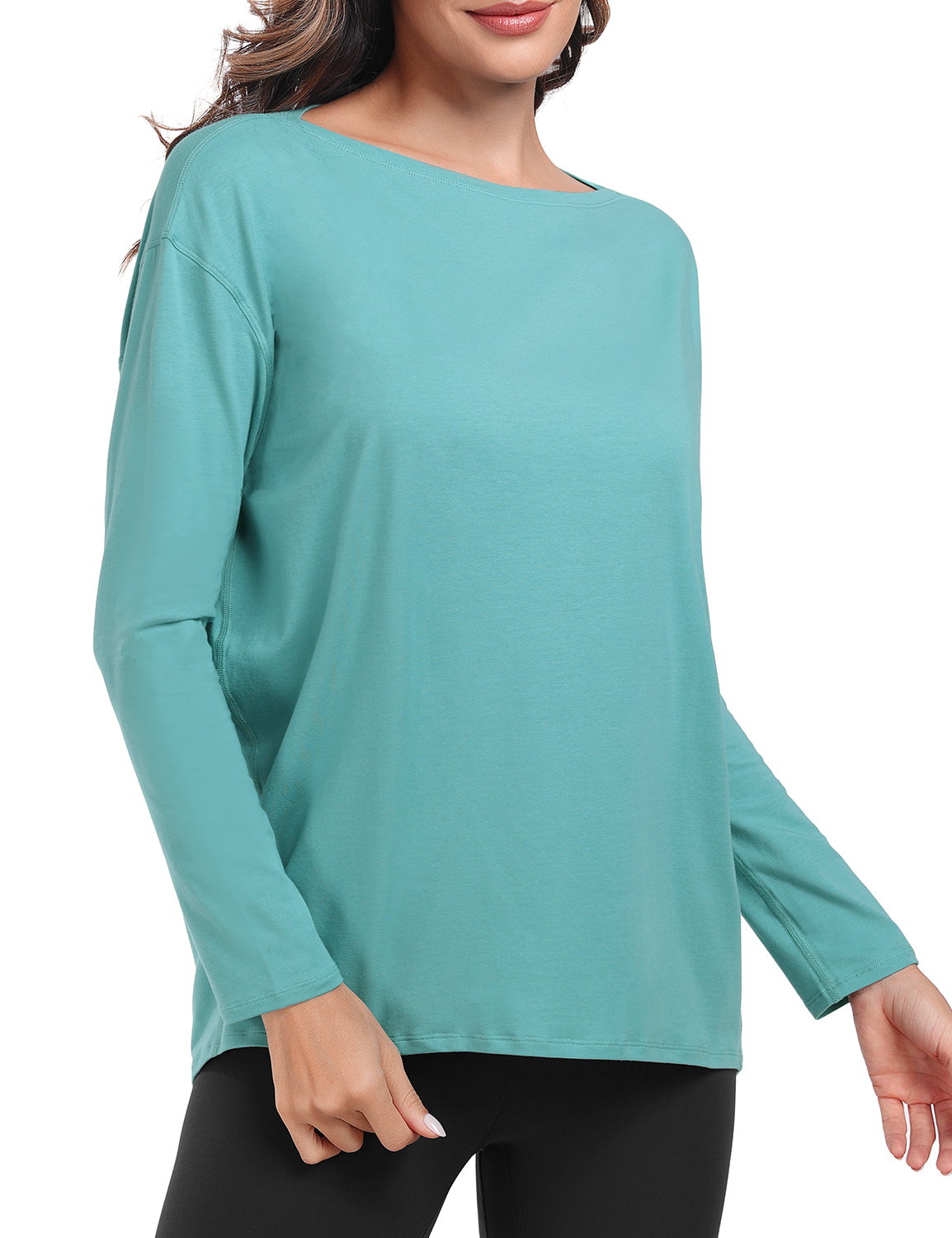 pima boat neck long sleeve shirts