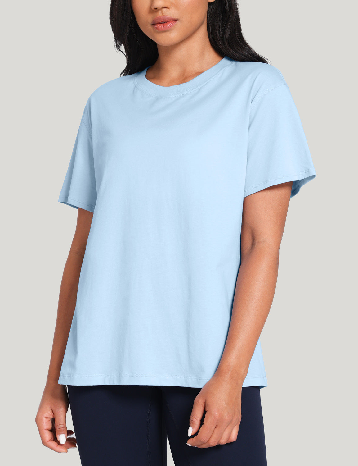 pima crew neck short sleeve shirts Blue Linen