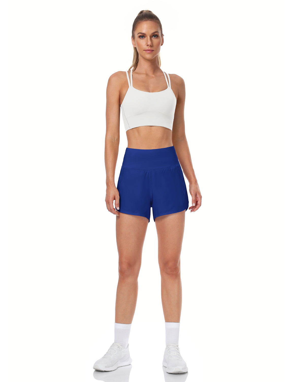 HeyNuts Athletic Shorts for Women, High Waisted Workout Gym Running Shorts with Liner 4"