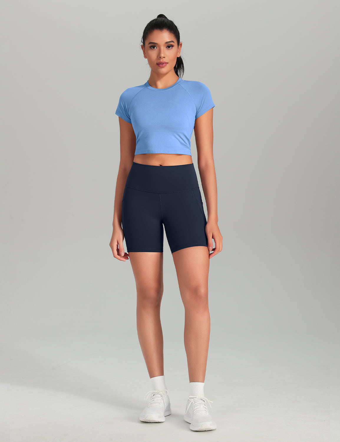 HeyNuts Workout Pro Biker Shorts with Side Pockets for Women, High Waisted Compression Yoga Shorts 6''