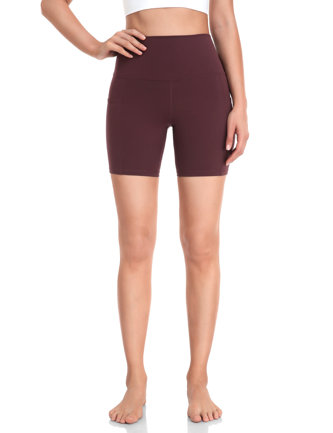 HeyNuts Workout Pro Biker Shorts with Side Pockets for Women, High Waisted Compression Yoga Shorts 6''