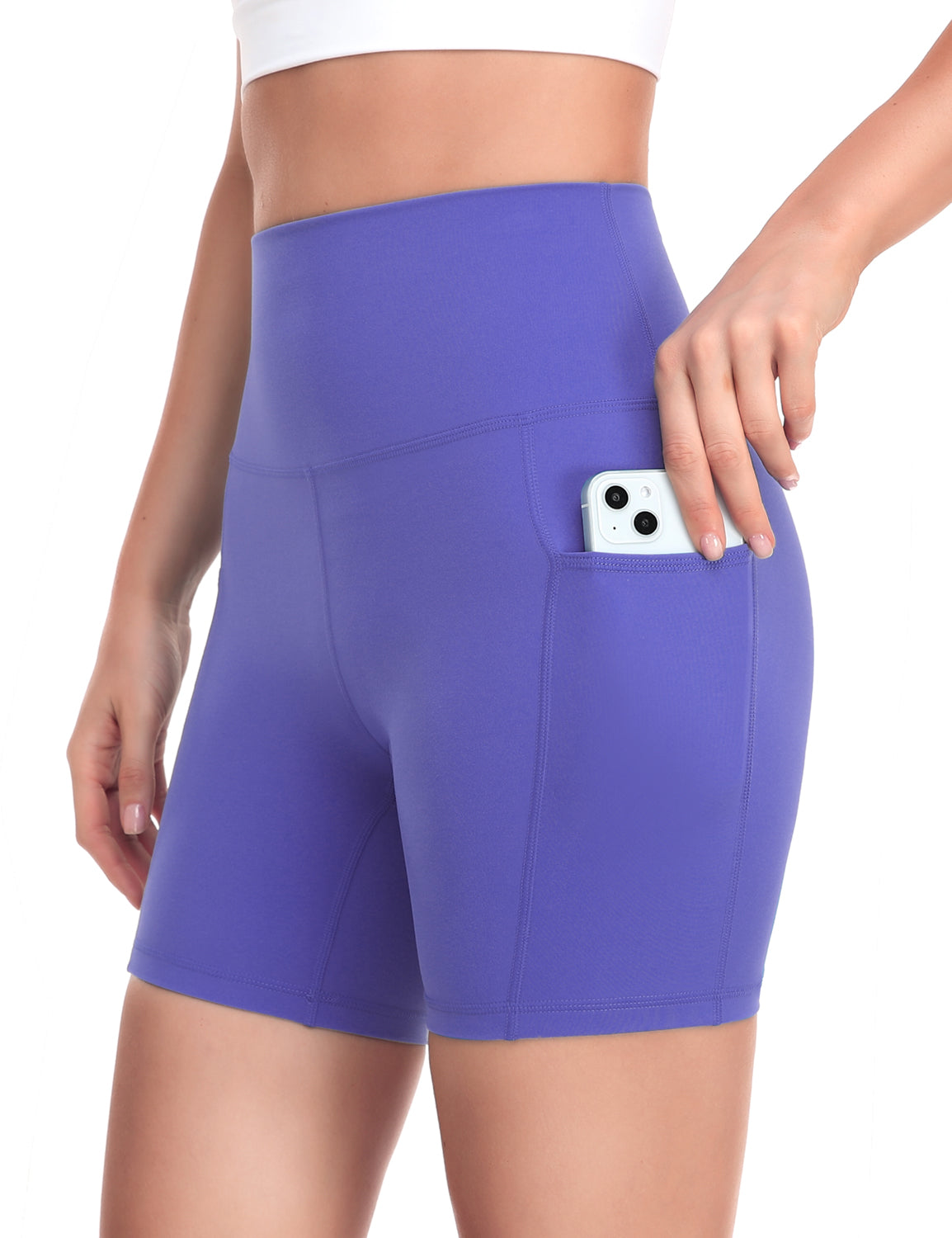 HeyNuts Workout Pro Biker Shorts with Side Pockets for Women, High Waisted Compression Yoga Shorts 6''