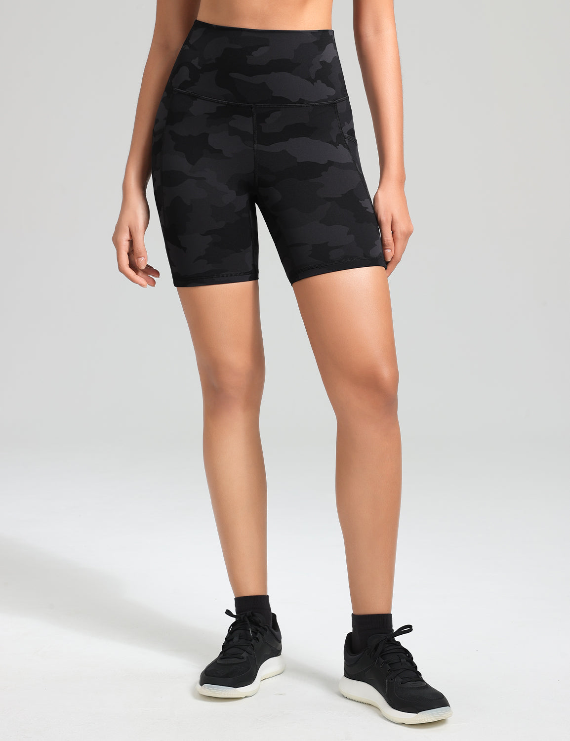 HeyNuts Workout Pro Biker Shorts with Side Pockets for Women, High Waisted Compression Yoga Shorts 6''