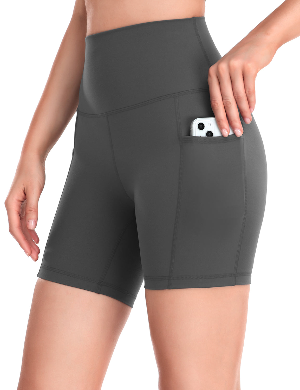 HeyNuts Workout Pro Biker Shorts with Side Pockets for Women, High Waisted Compression Yoga Shorts 6''