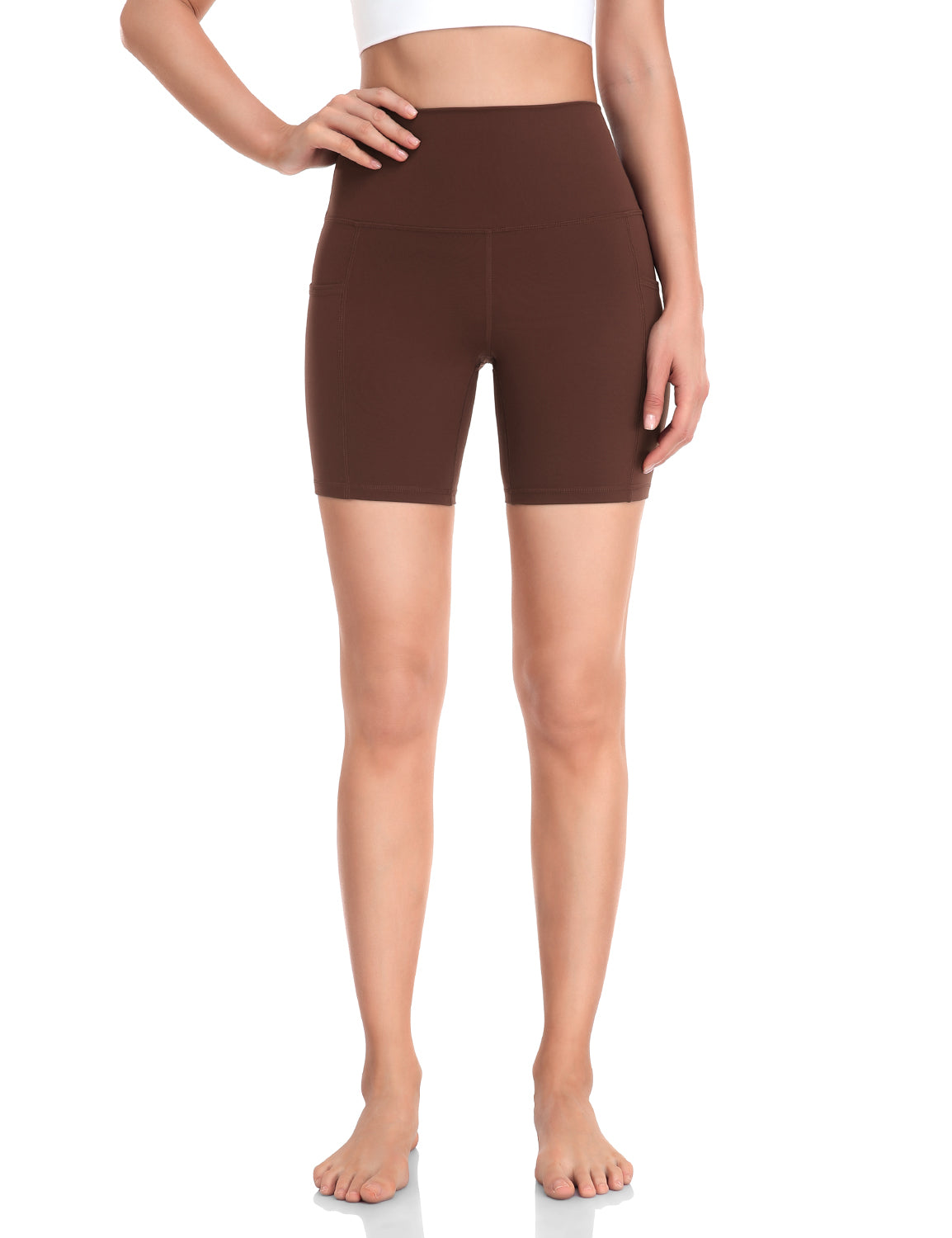 HeyNuts Workout Pro Biker Shorts with Side Pockets for Women, High Waisted Compression Yoga Shorts 6''