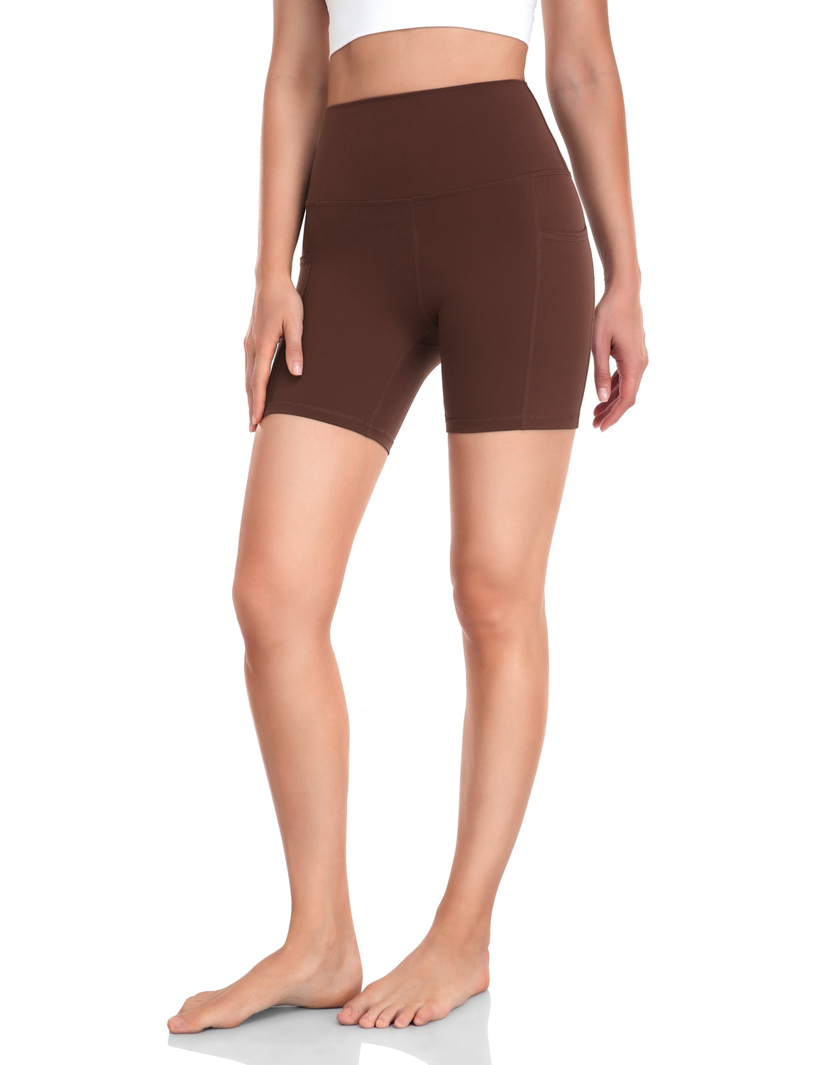 HeyNuts Workout Pro Biker Shorts with Side Pockets for Women, High Waisted Compression Yoga Shorts 6''