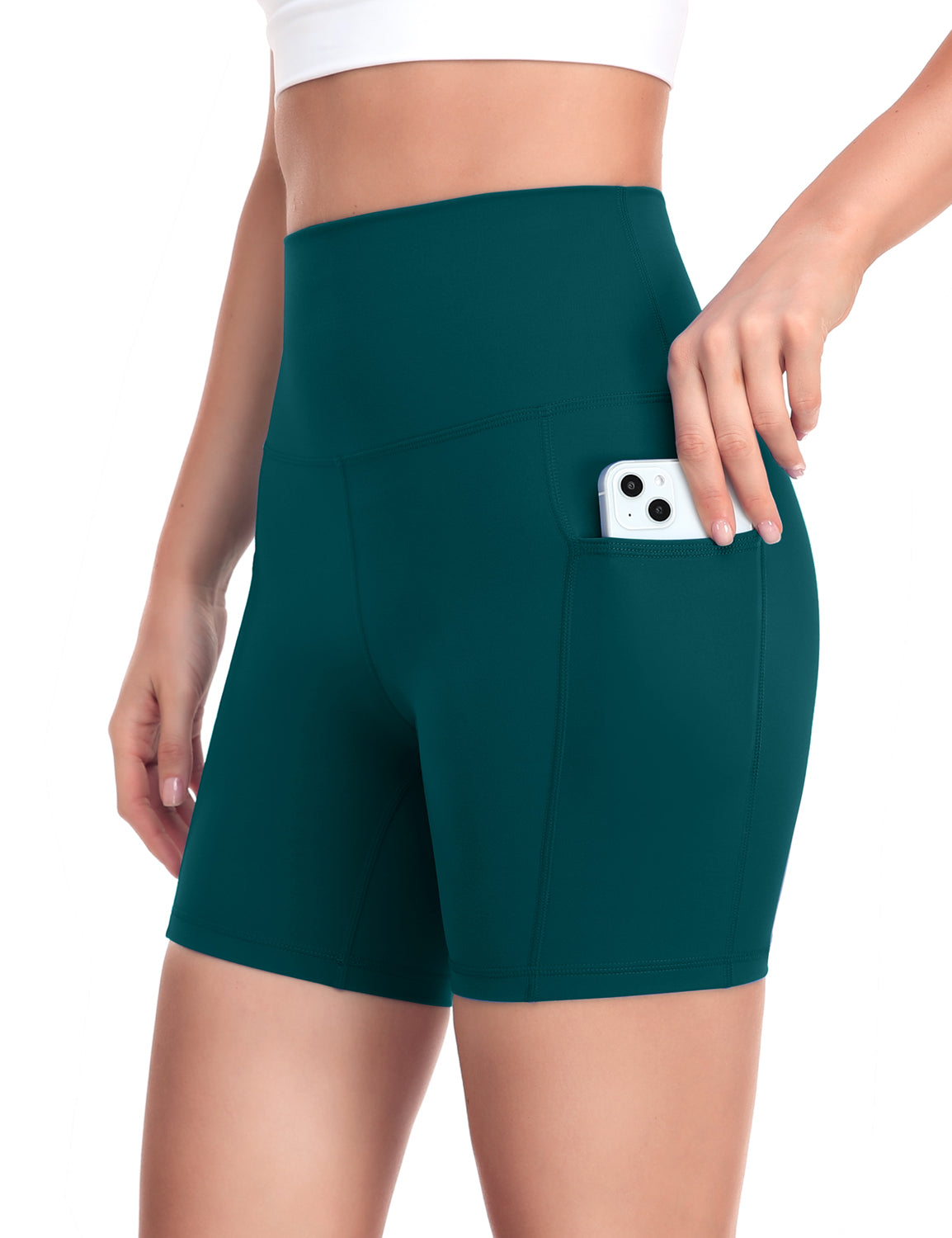 HeyNuts Workout Pro Biker Shorts with Side Pockets for Women, High Waisted Compression Yoga Shorts 6''