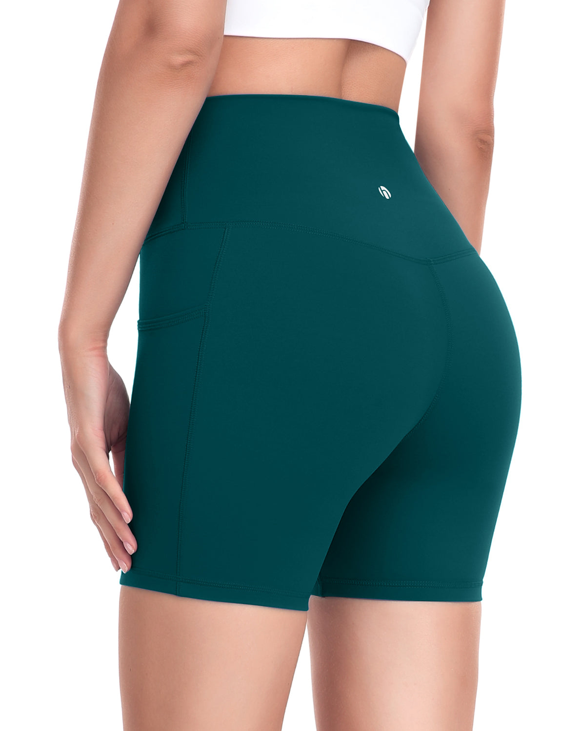 HeyNuts Workout Pro Biker Shorts with Side Pockets for Women, High Waisted Compression Yoga Shorts 6''