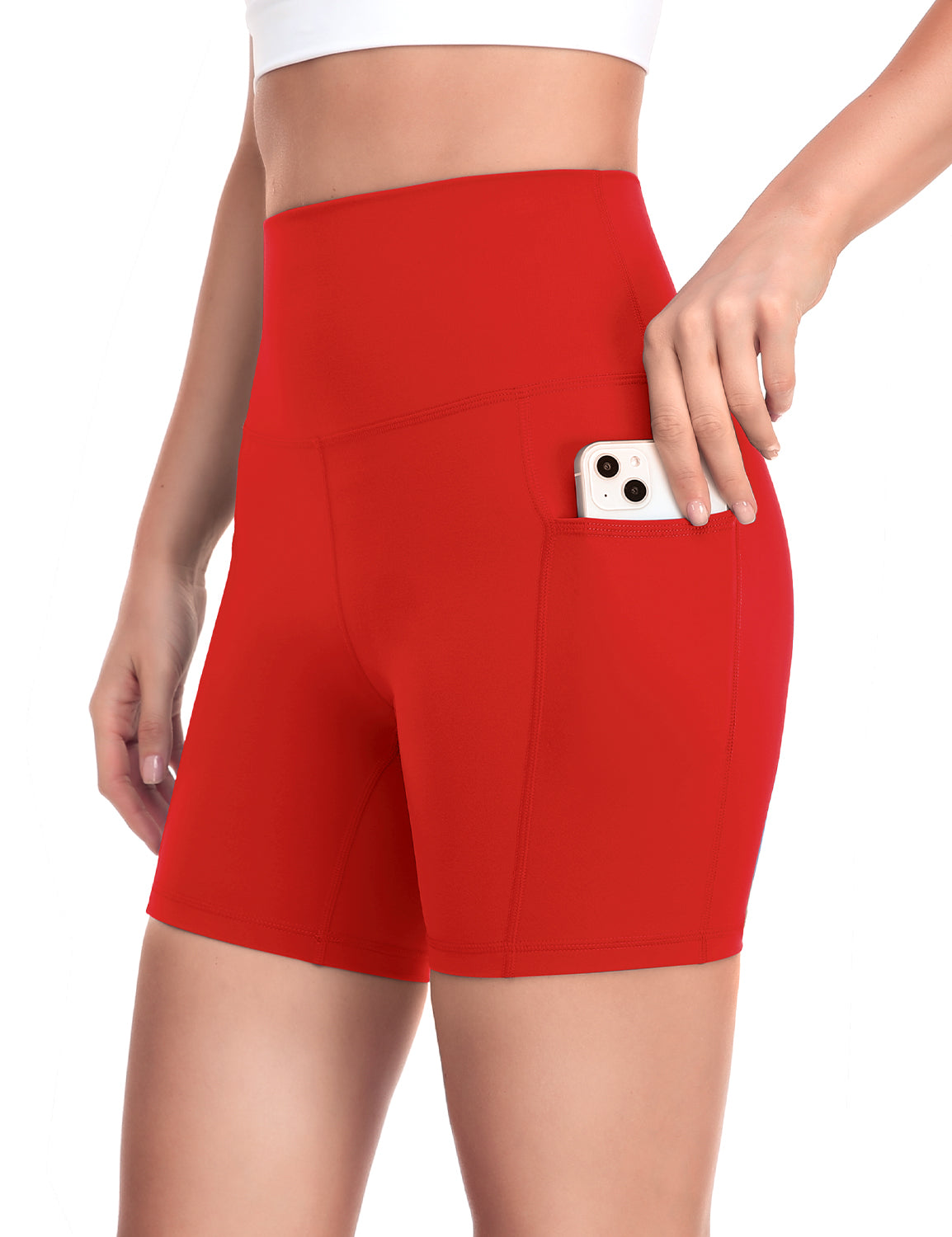 HeyNuts Workout Pro Biker Shorts with Side Pockets for Women, High Waisted Compression Yoga Shorts 6''