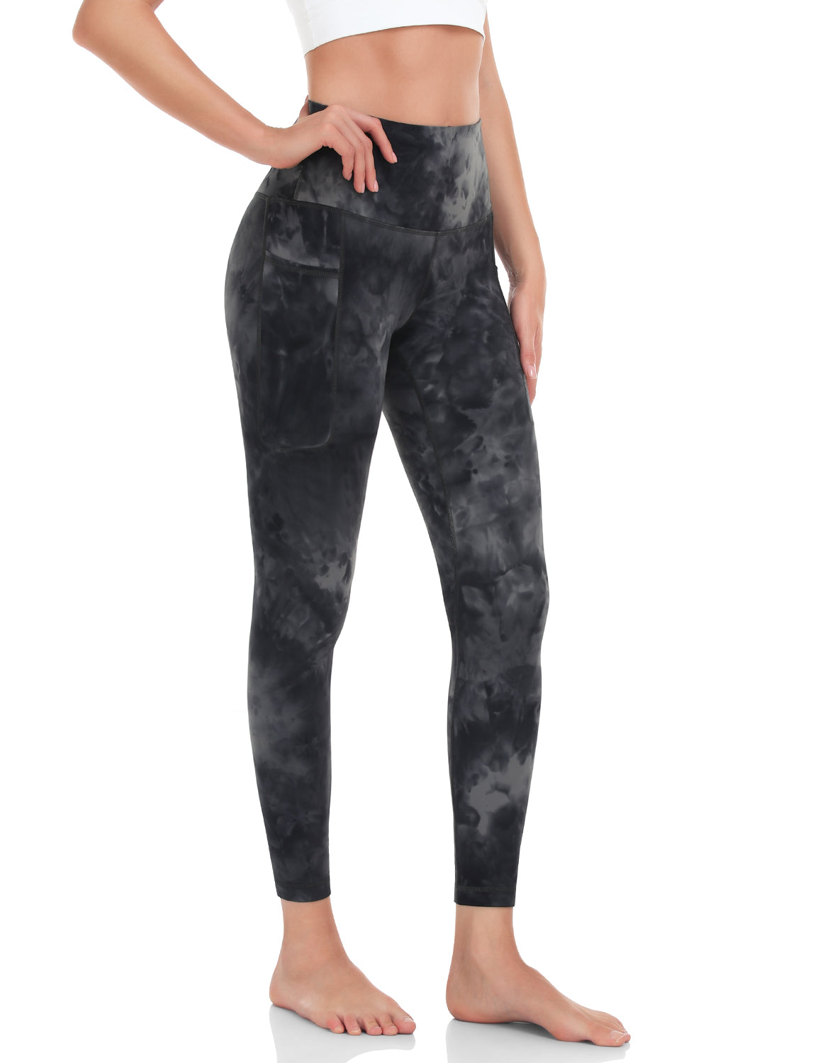 HeyNuts Yoga Pro 7/8 Leggings with Side Pockets for Women, High Waisted Tummy Control Compression Pants 25''