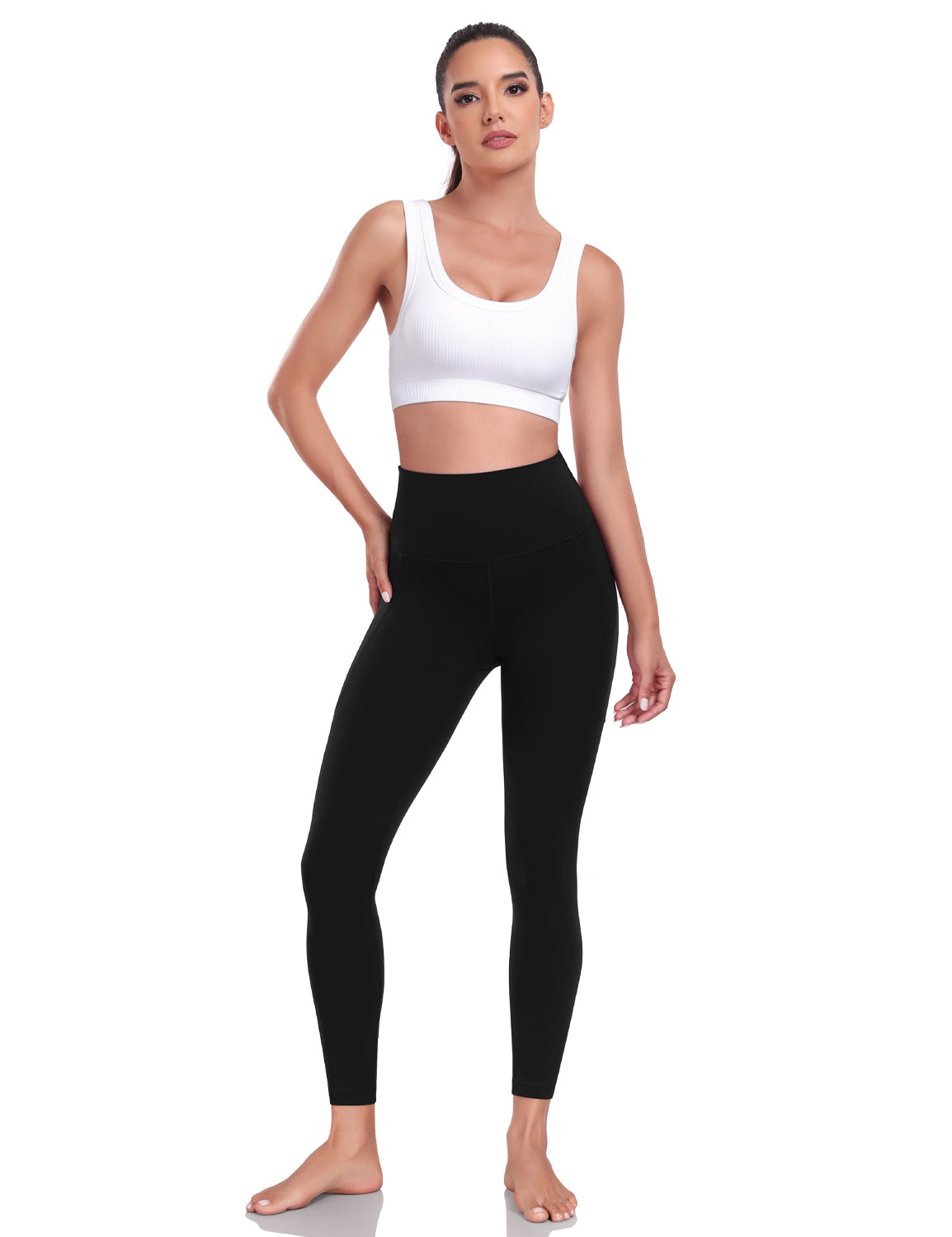 HeyNuts Yoga Pro 7/8 Leggings with Side Pockets for Women, High Waisted Tummy Control Compression Pants 25''
