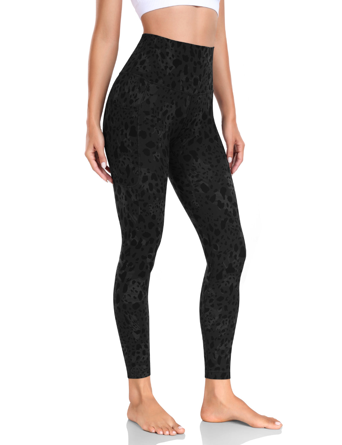 HeyNuts Yoga Pro 7/8 Leggings with Side Pockets for Women, High Waisted Tummy Control Compression Pants 25''