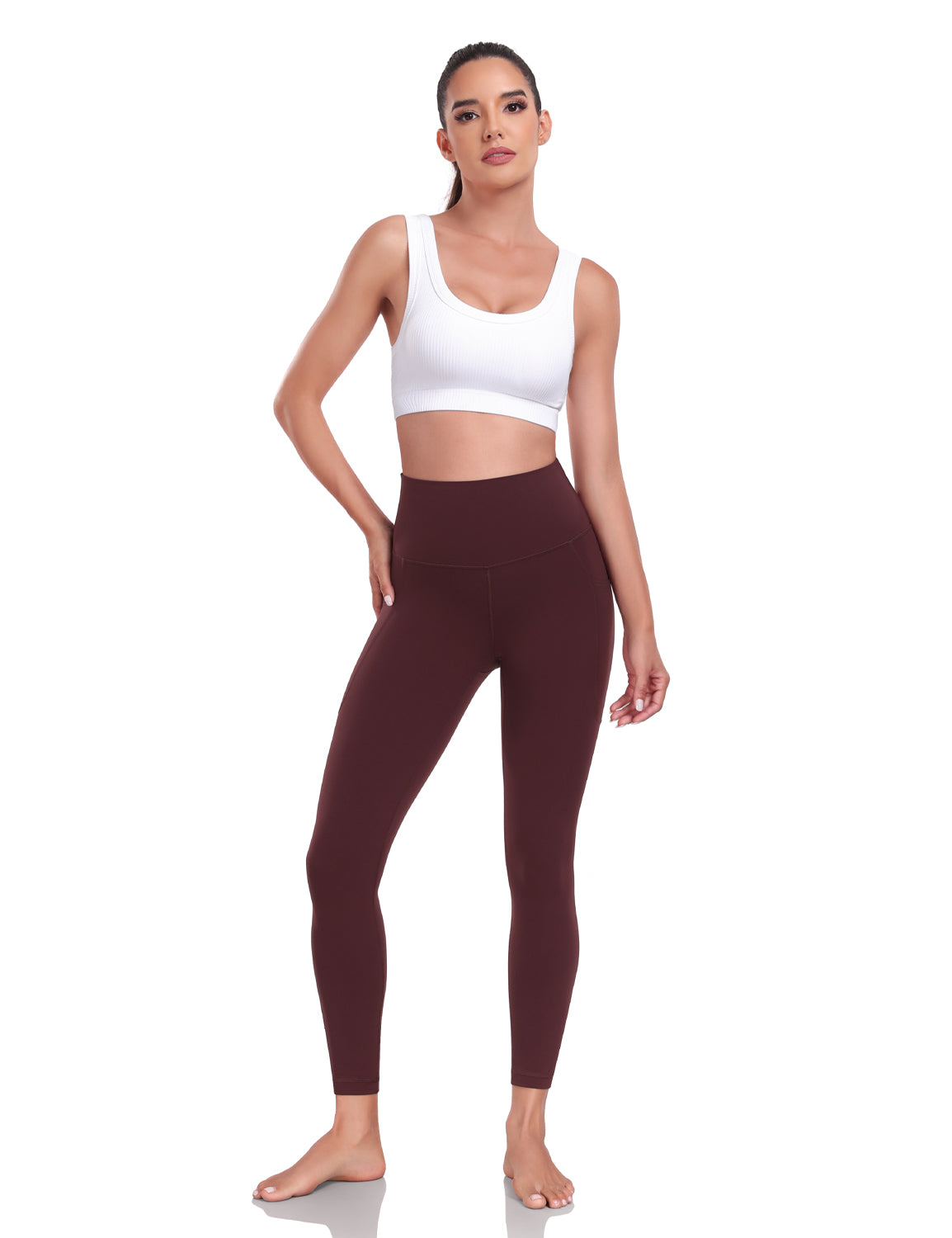 HeyNuts Yoga Pro 7/8 Leggings with Side Pockets for Women, High Waisted Tummy Control Compression Pants 25''