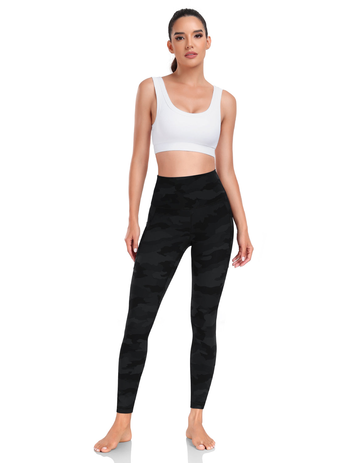 HeyNuts Yoga Pro 7/8 Leggings with Side Pockets for Women, High Waisted Tummy Control Compression Pants 25''