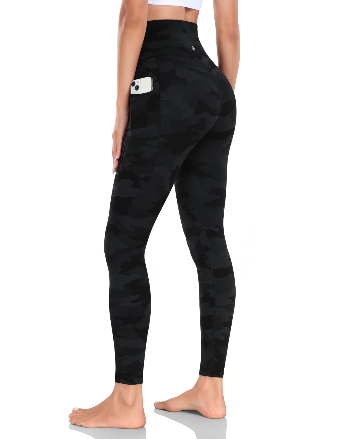 HeyNuts Yoga Pro 7/8 Leggings with Side Pockets for Women, High Waisted Tummy Control Compression Pants 25''