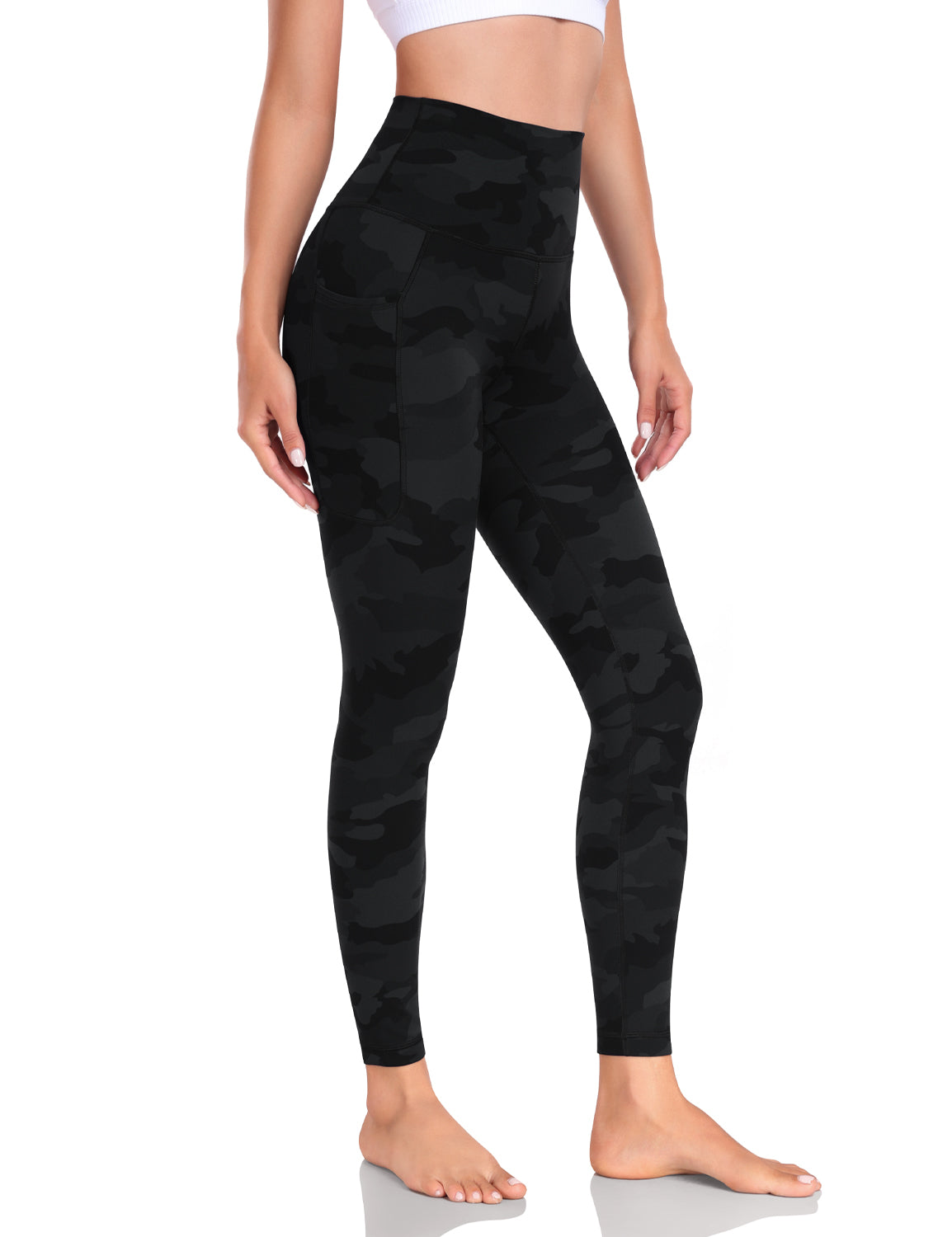 HeyNuts Yoga Pro 7/8 Leggings with Side Pockets for Women, High Waisted Tummy Control Compression Pants 25''