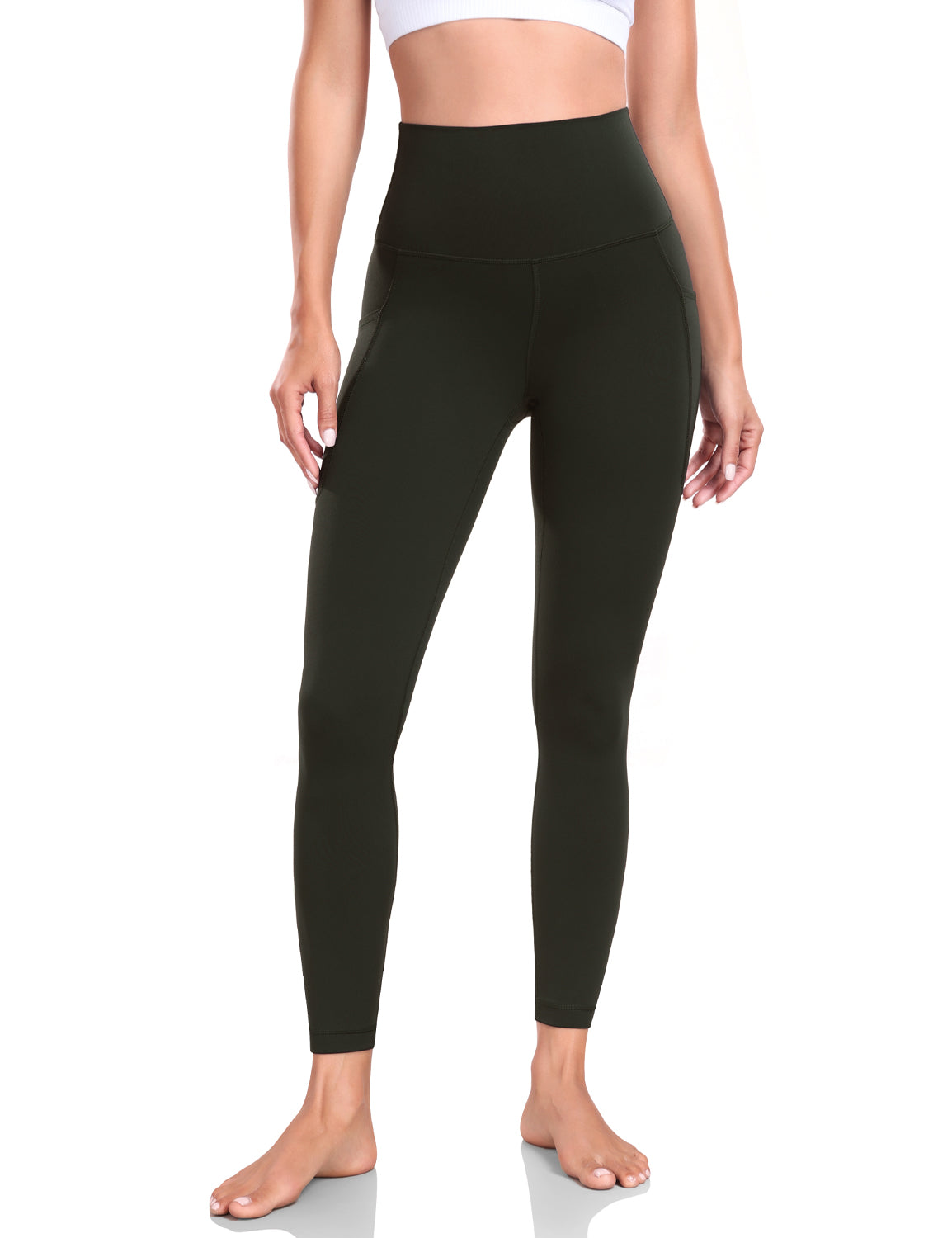 HeyNuts Yoga Pro 7/8 Leggings with Side Pockets for Women, High Waisted Tummy Control Compression Pants 25''