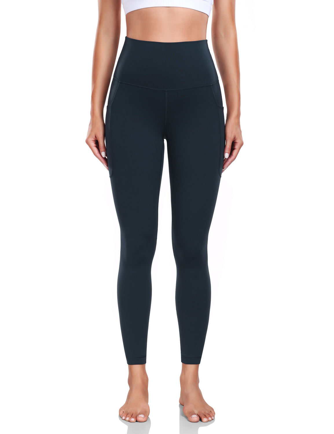 HeyNuts Yoga Pro 7/8 Leggings with Side Pockets for Women, High Waisted Tummy Control Compression Pants 25''