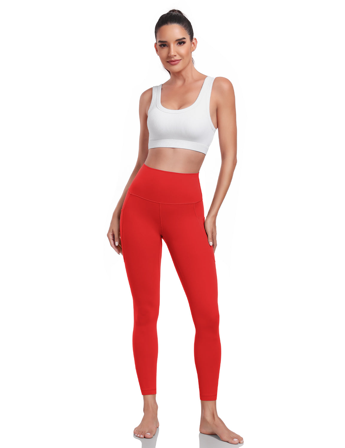 HeyNuts Yoga Pro 7/8 Leggings with Side Pockets for Women, High Waisted Tummy Control Compression Pants 25''