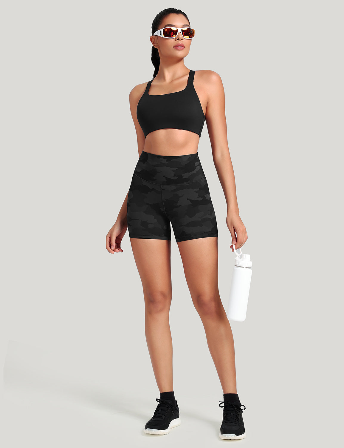 workout pro 4inch biker shorts Coal Camo