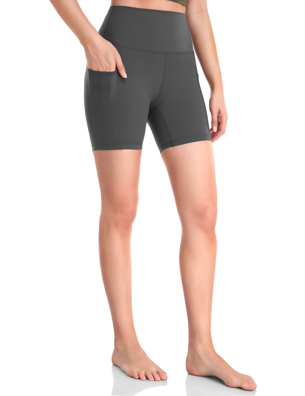 HeyNuts Workout Pro Biker Shorts with Side Pockets for Women, High Waisted Compression Yoga Shorts 6''