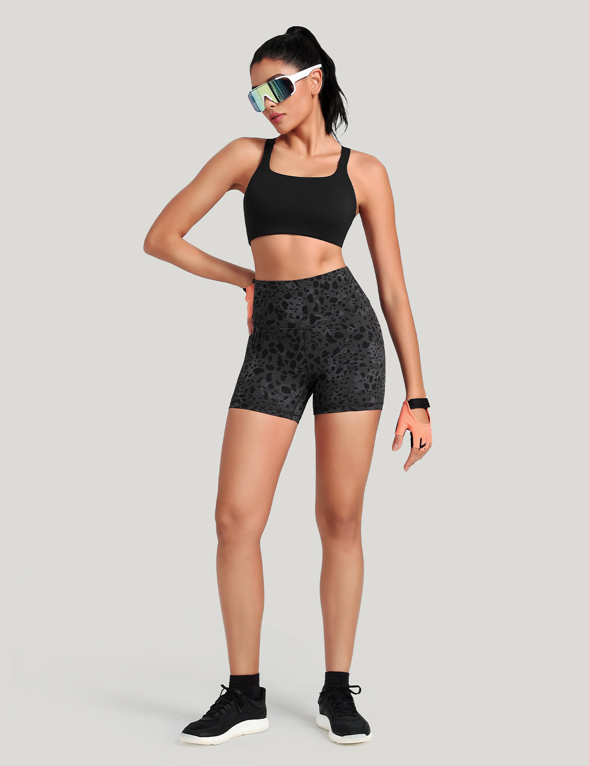 workout pro 4inch biker shorts Black Cheetah