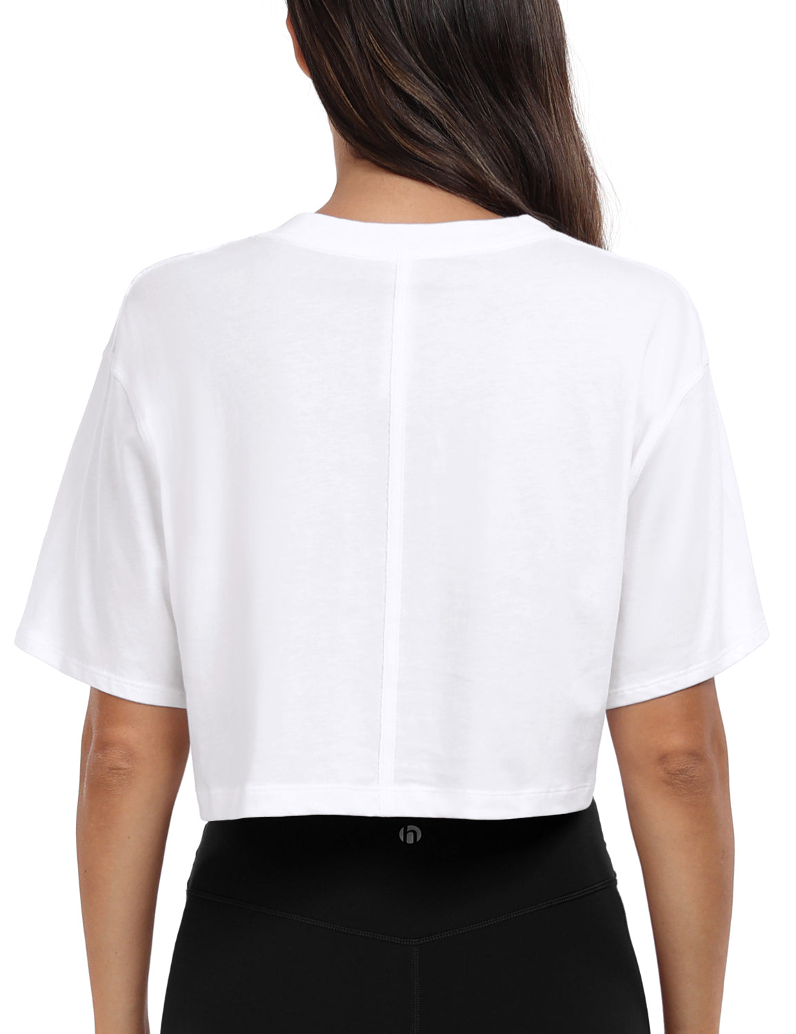pima crew neck short sleeve crop tops White