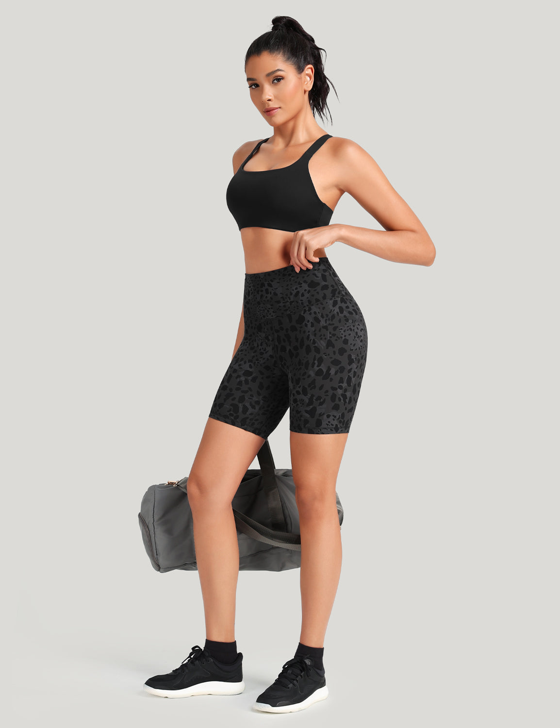 workout pro 6inch biker shorts Black Cheetah