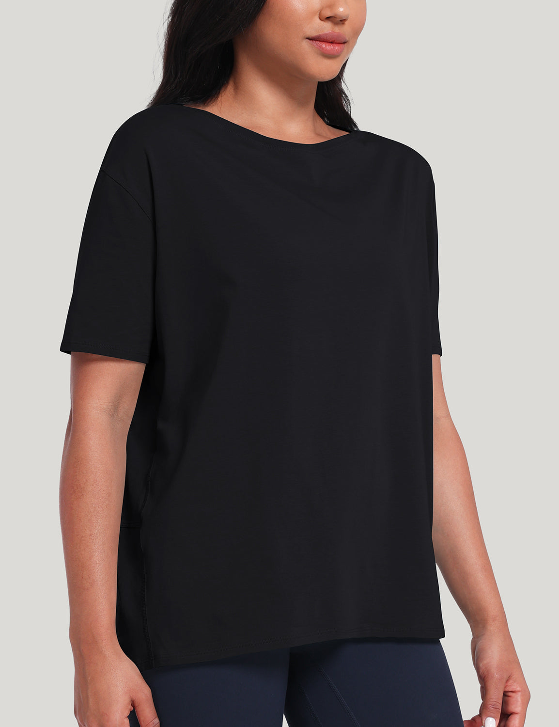 pima boat neck short sleeve shirts Black