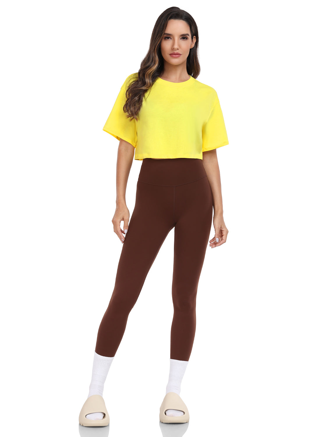 pima crew neck short sleeve crop tops Sunshine Yellow