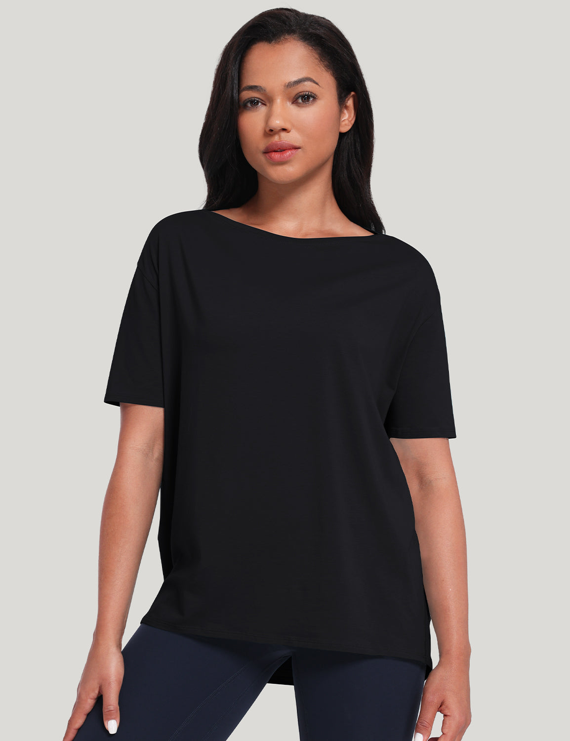 pima boat neck short sleeve shirts Black