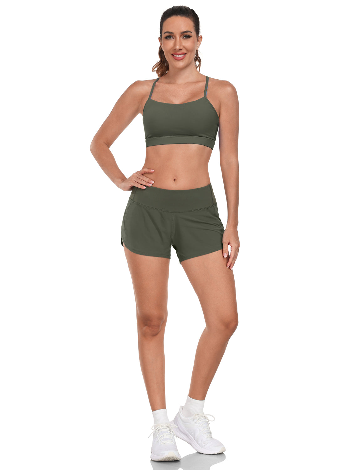 Running Shorts Grayish Green
