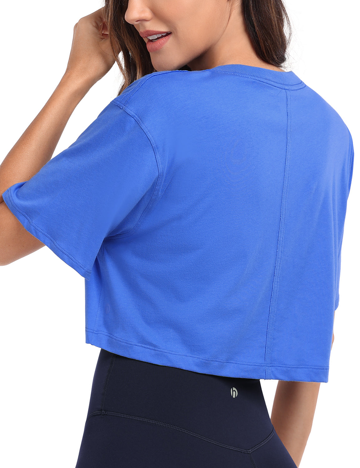 pima crew neck short sleeve crop tops Dazzling Blue