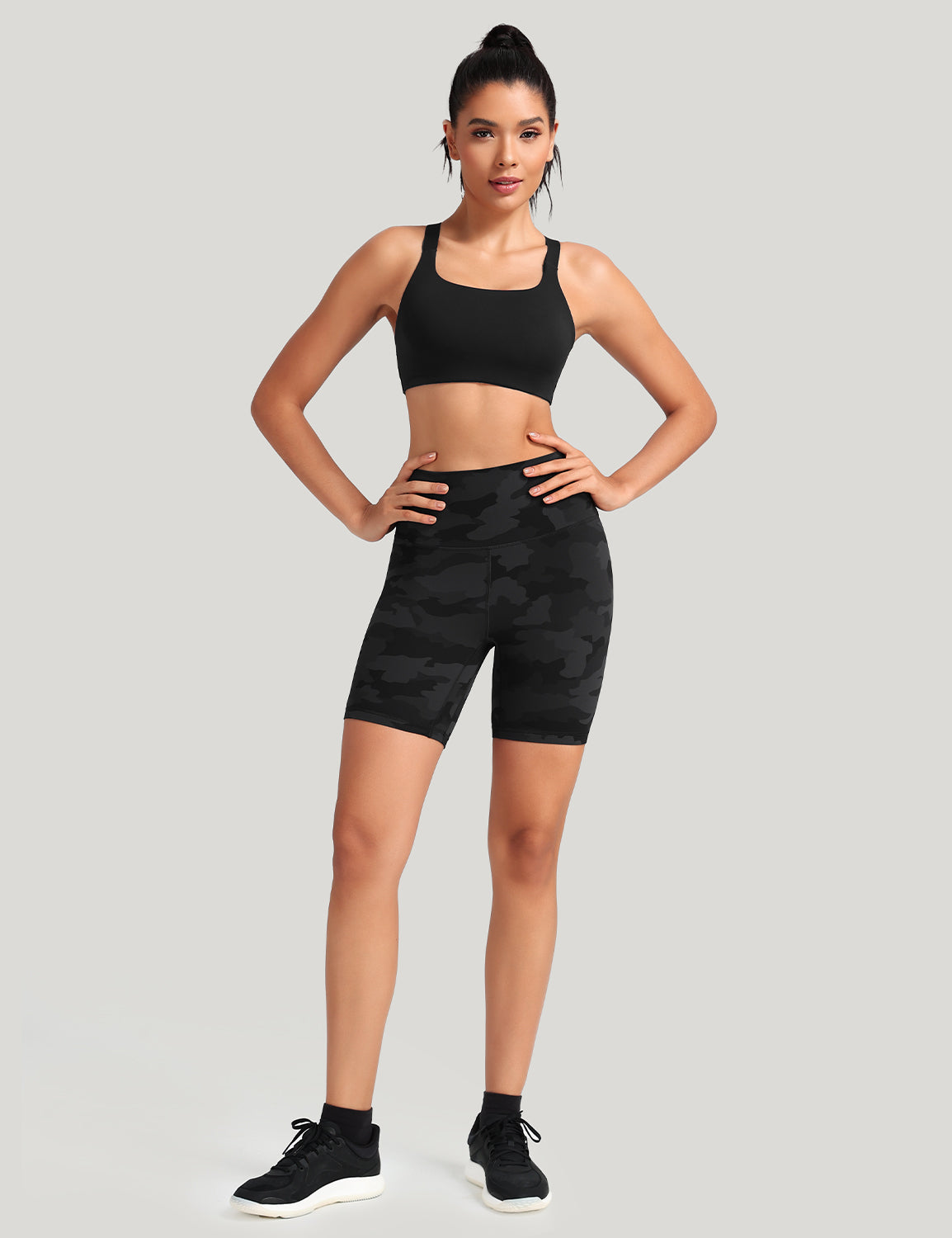 workout pro 6inch biker shorts Coal Camo