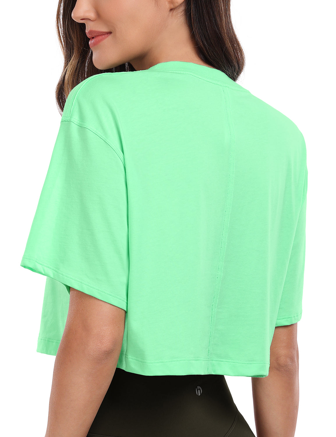 pima crew neck short sleeve crop tops Pistachio