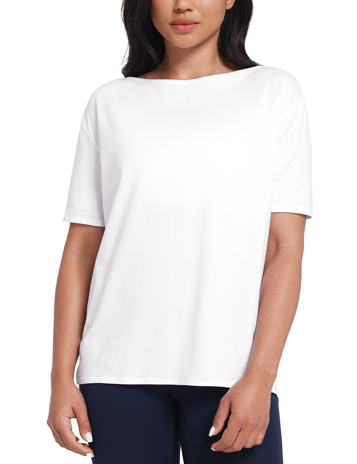 pima boat neck short sleeve shirts White