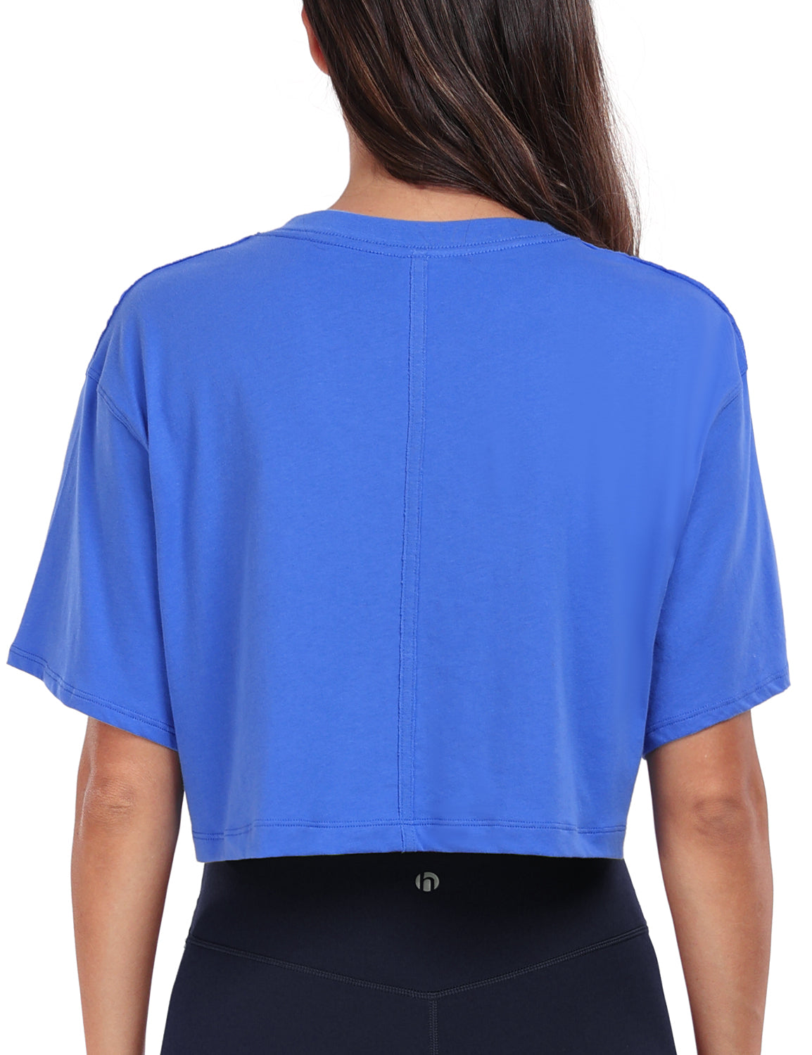 pima crew neck short sleeve crop tops Dazzling Blue