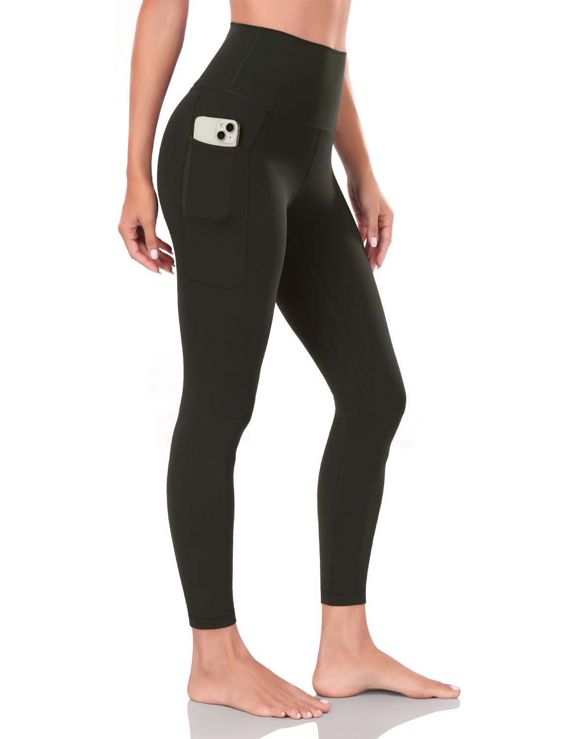 HeyNuts Yoga Pro 7/8 Leggings with Side Pockets for Women, High Waisted Tummy Control Compression Pants 25''