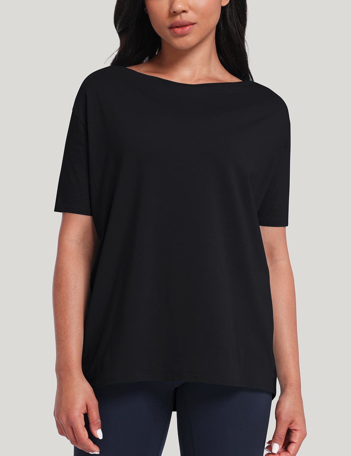 pima boat neck short sleeve shirts Black