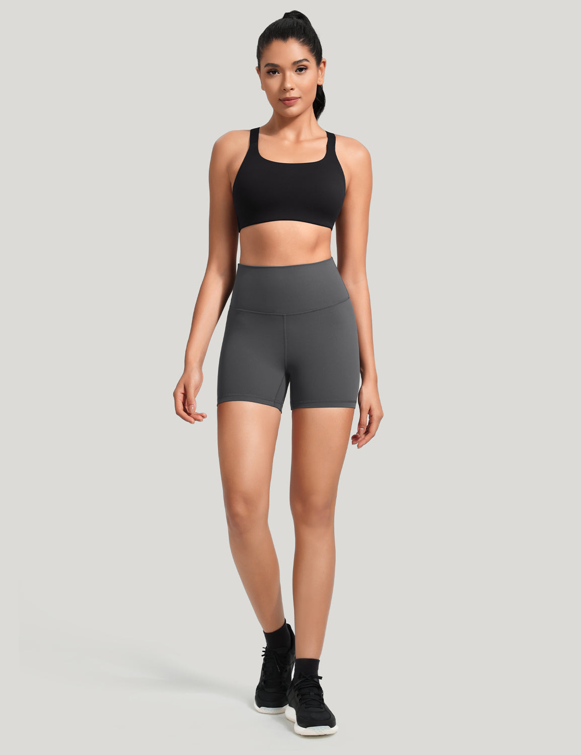 HeyNuts Workout Pro Biker Short for Women, High Waisted Tummy Control Fitness Running Yoga Gym shorts 4''