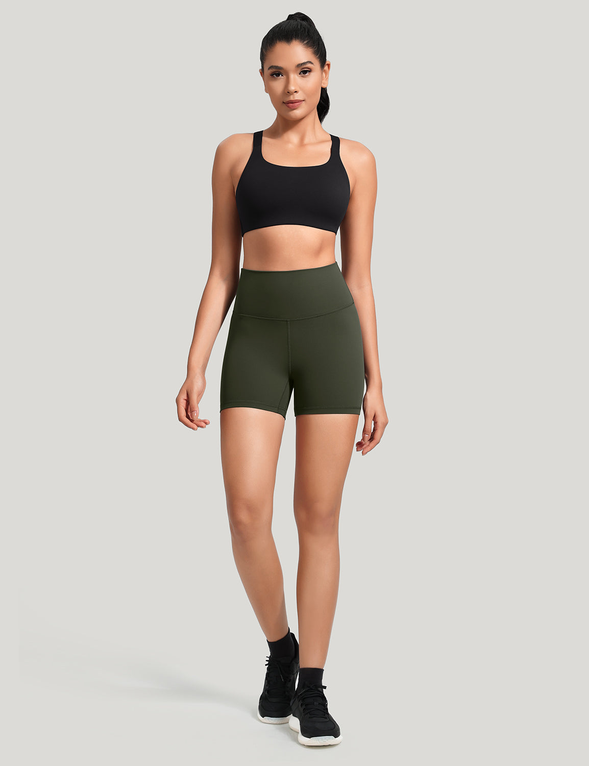 HeyNuts Workout Pro Biker Short for Women, High Waisted Tummy Control Fitness Running Yoga Gym shorts 4''